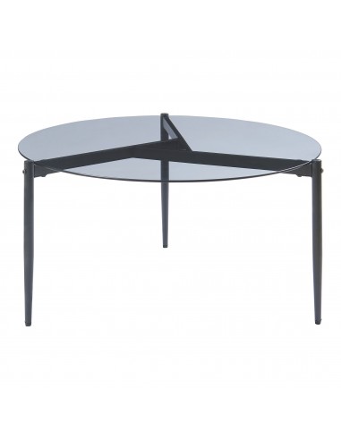 Rundt sofabord i metal og glas H40 x Ø80 cm - Sort/Grå