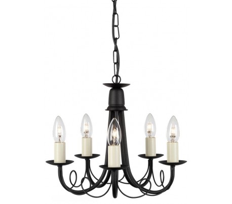 Minster Lysekrone Ø37 cm 5 x E14 - Sort