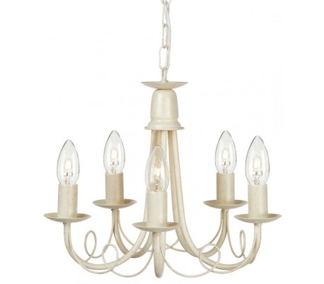 Minster Lysekrone Ø37 cm 5 x E14 - Elfenbensguld patineret