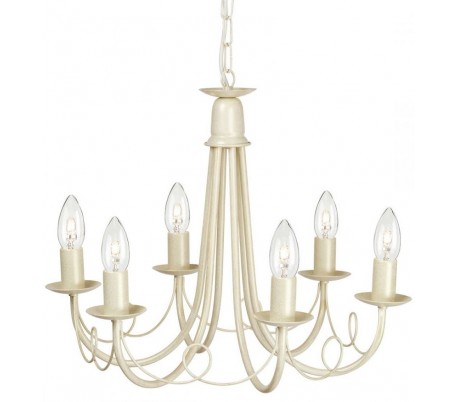 Minster Lysekrone Ø48 cm 6 x E14 - Elfenbensguld patineret