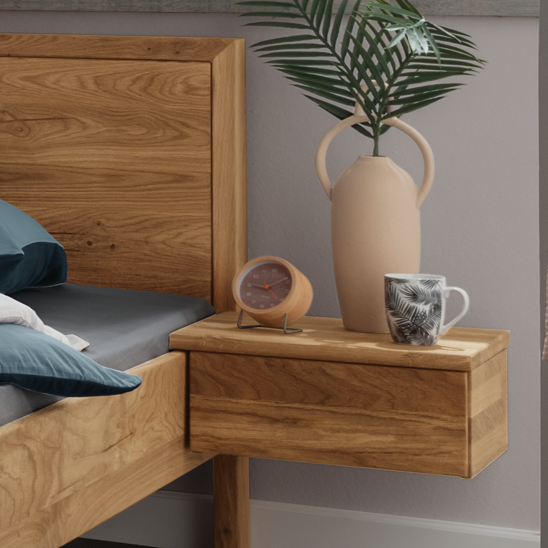 Freja/Frej Svævende Snedker Sengeborde i Massiv FSC Egetræ fra Organic Sleep | 2 Stk.