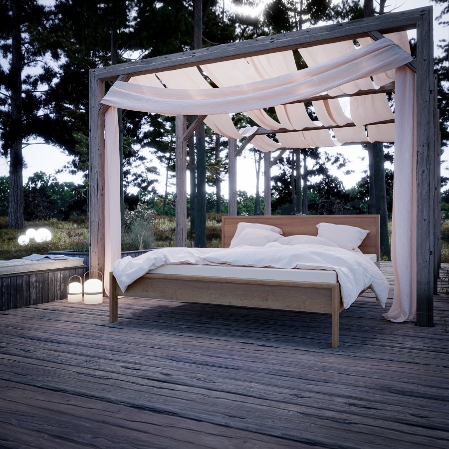 Frej Snedker Sengeramme i Massiv FSC Egetræ fra Organic Sleep | Uden Fodgavl - 140x200 | Trekvart seng