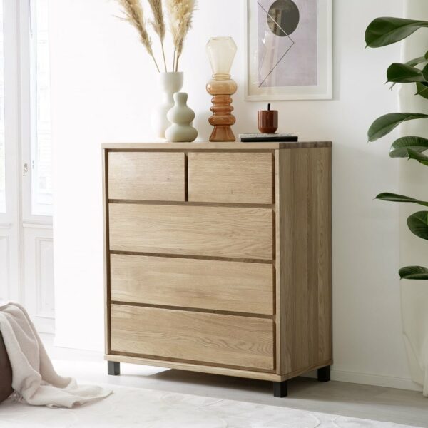 Heimdal Kommode i Massiv Egetræ med 2 + 3 Skuffer med Metalben fra Organic Sleep | Naturolie