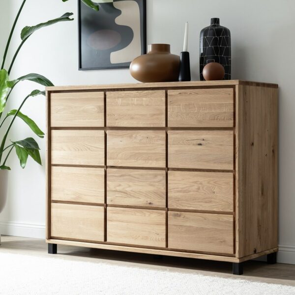 Heimdal Snedker Kommode i Massiv FSC Egetræ og Naturolie på Metalben fra Organic Sleep | 3 låger & 3 Skuffer