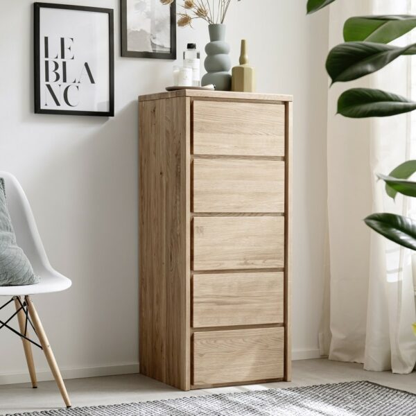 Heimdal Kommode i Massiv Egetræ med 5 Skuffer uden Metalben fra Organic Sleep | Naturolie