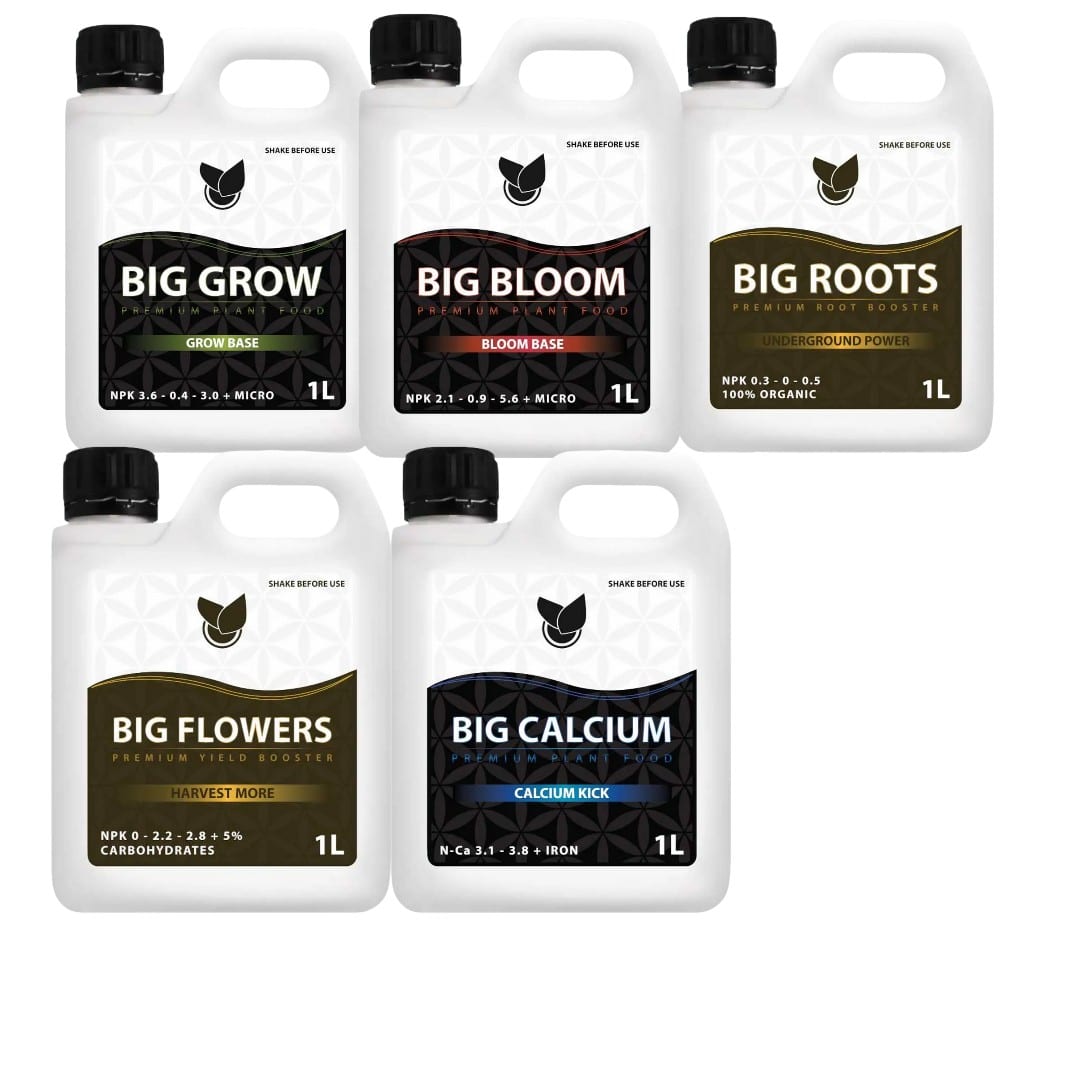 Big Plant Science Komplet Gødnings Kit Standard tilbud (BIG GROW, BIG BLOOM, BIG CALCIUM ,BIG ROOTS og BIG FLOWERS)