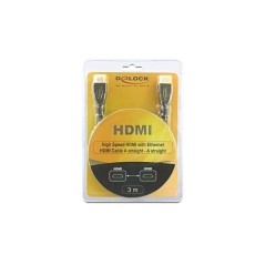 Delock High Speed HDMI with Ethernet HDMI-kabel med Ethernet 3m Sort