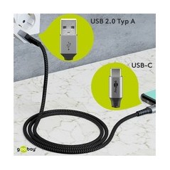 goobay USB 2.0 USB Type-C kabel 0.5m Sort Sølv