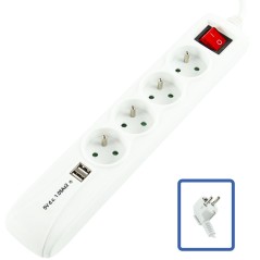 LOGON PROFESSIONAL 4-WAY+2 USB POWER STRIP: