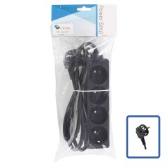 LOGON PROFESSIONAL 4-WAY POWER STRIP: BLACK -