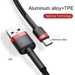Baseus Cafule USB 2.0 USB Type-C kabel 1m Sort Rød