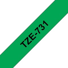 Brother TZE731 12MM BLACK ON GREEN