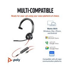 Poly Blackwire 3315 Kablet Hovedtelefoner Sort
