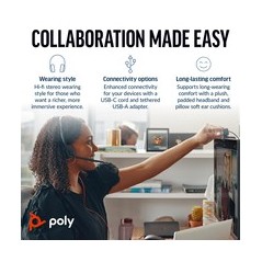 Poly Blackwire 5220 Kablet Hovedtelefoner Sort