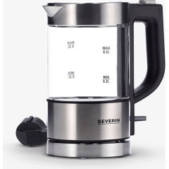 SEVERIN Elkedel 0.5liter 1kW Glas/rustfrit stål/sort