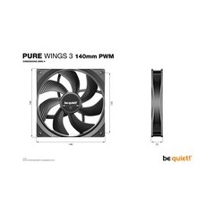 be quiet! Pure Wings 3 Fan 1-pack Sort 140 mm