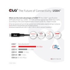 Club 3D CAC-1576 USB4 Gen3x2 USB-C kabel 1m Sort