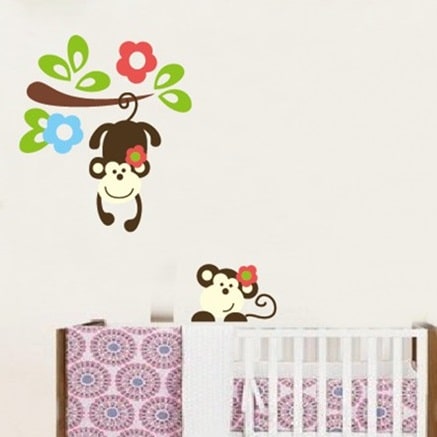 Wallsticker 2 søde, legende aber