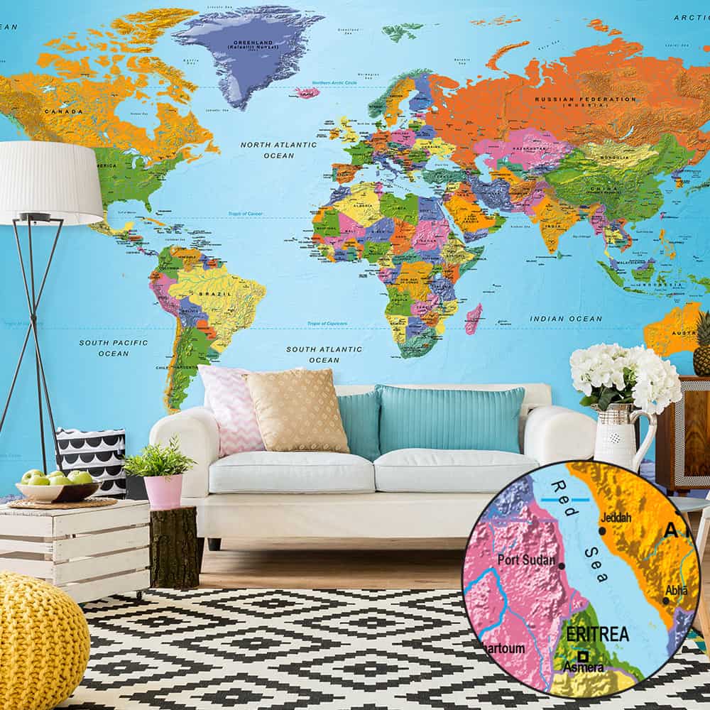 Fototapet World Map: Colourful Geography II (ekstra stor)