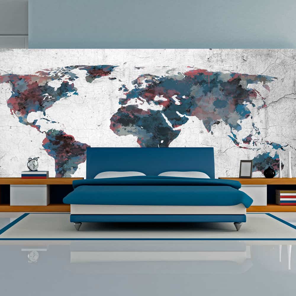 Fototapet World map on the wall (ekstra stor)