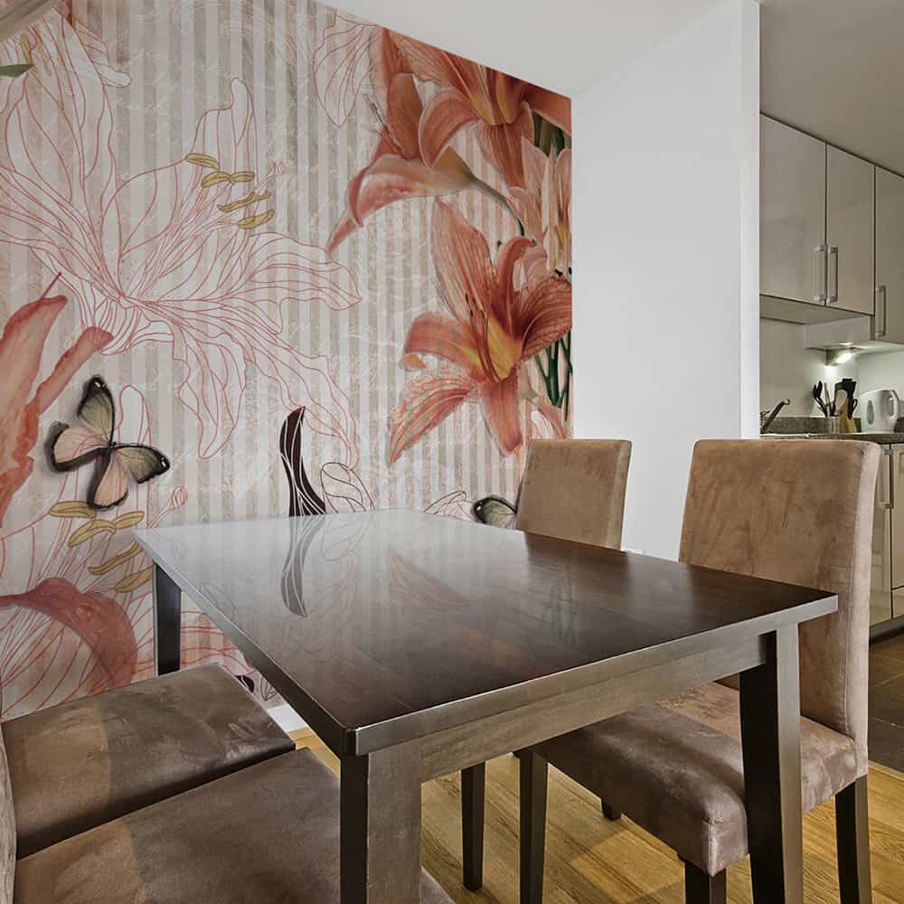 Fototapet Flowers and butterflies