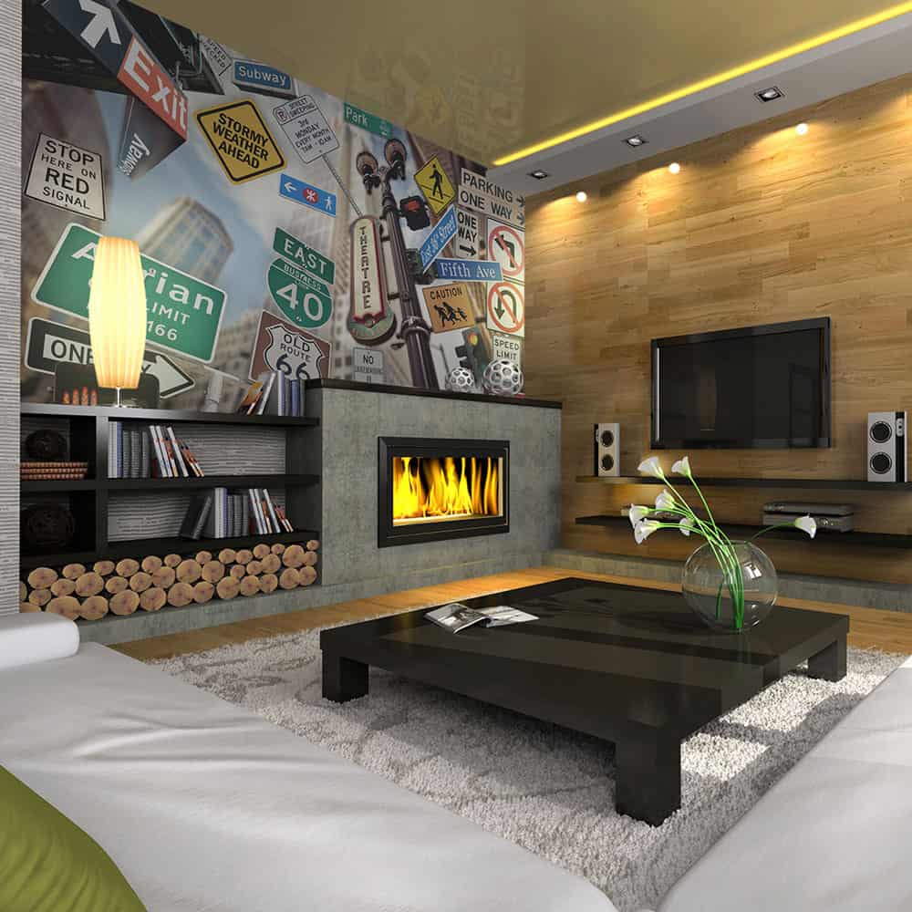 Fototapet NYC tegn på en farvet baggrund