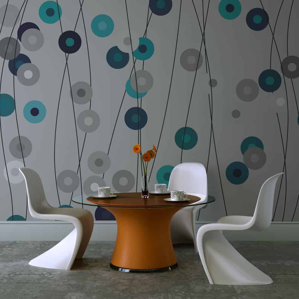 Fototapet Streger og cirkler i blå nuancer