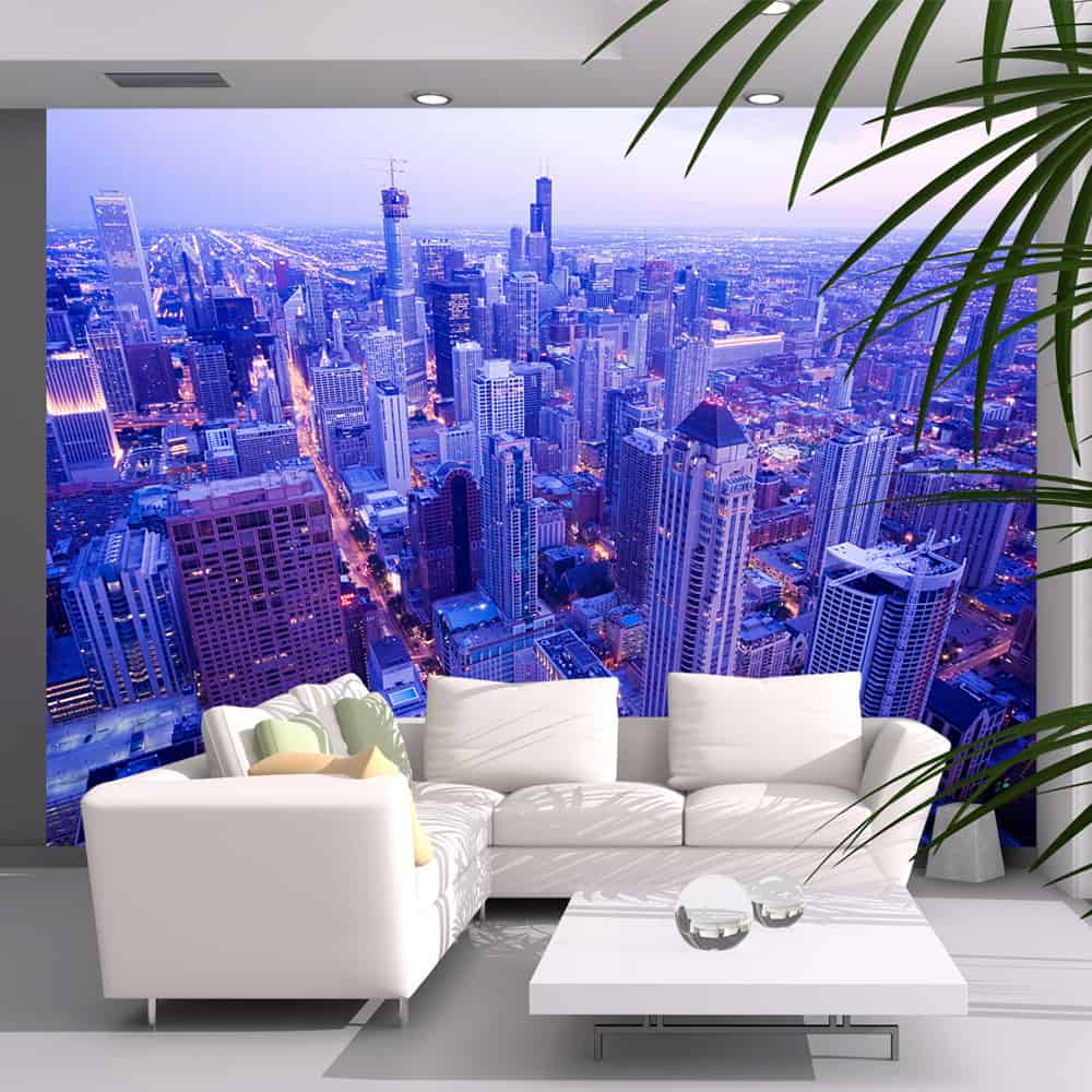 Fototapet Chicago i skumringens lys