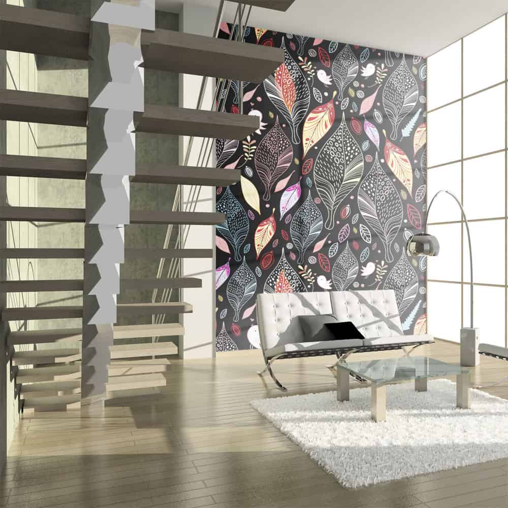 Fototapet Efterårsblade på sort baggrund