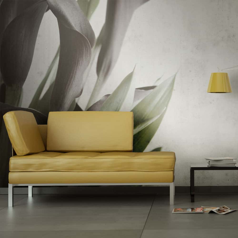 Fototapet Mørke lilla calla liljer - gammelt papir baggrund