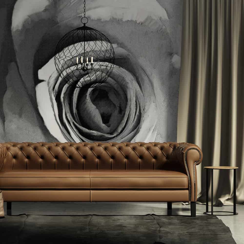 Fototapet Grå rose af papir