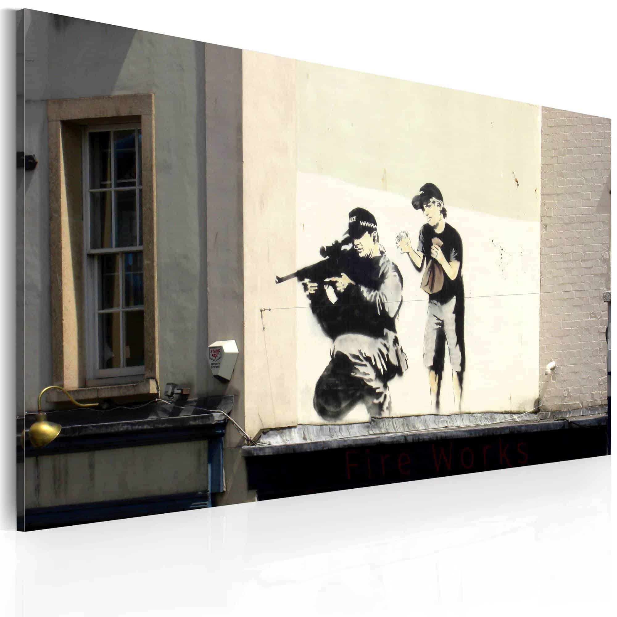Lærredstryk Sniper and boy (Banksy)