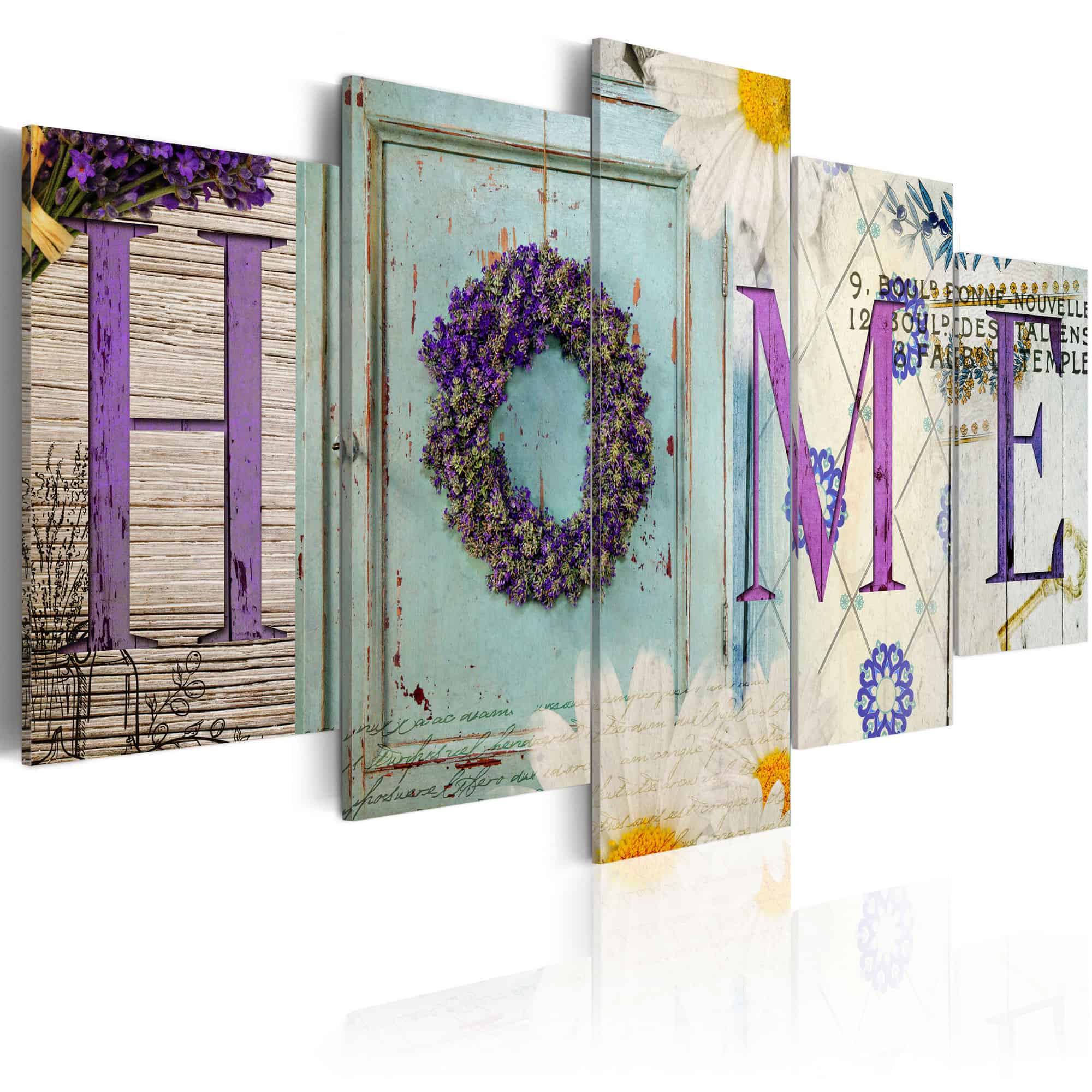 Lærredstryk Home in pastels