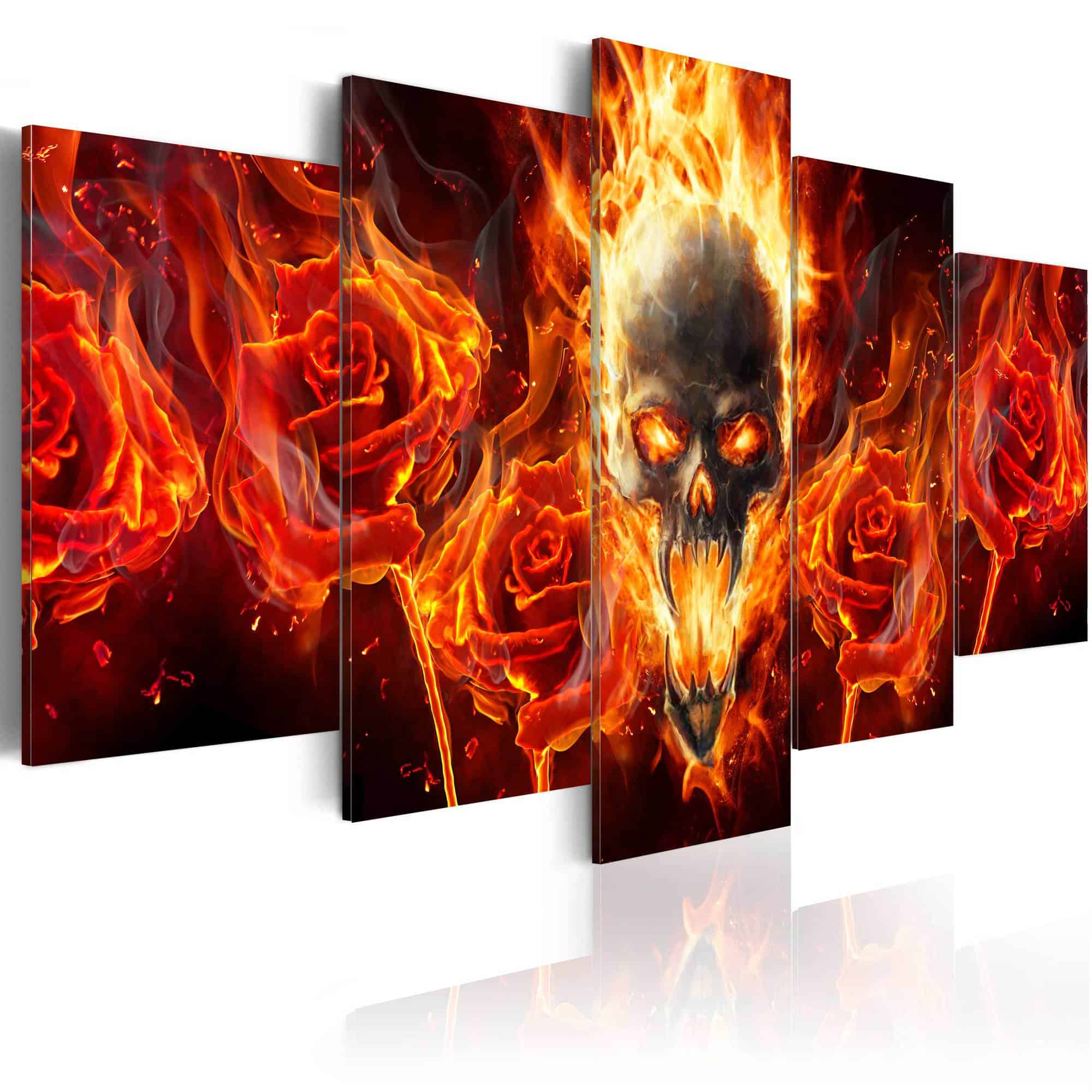 Lærredstryk Fiery skull