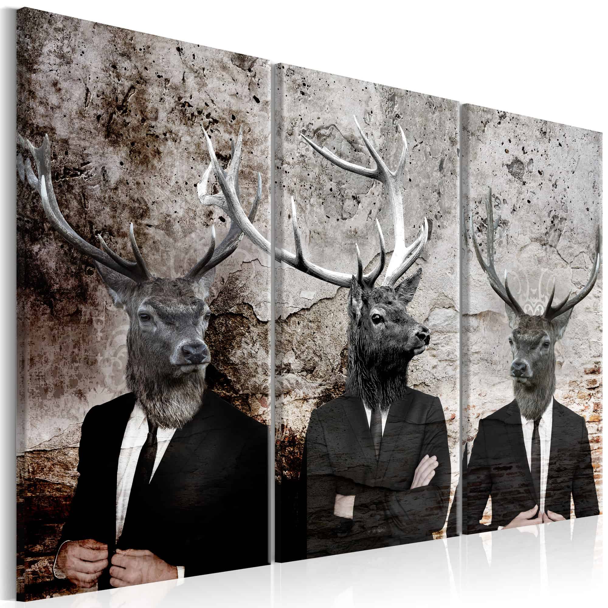 Lærredstryk Deer in Suits I
