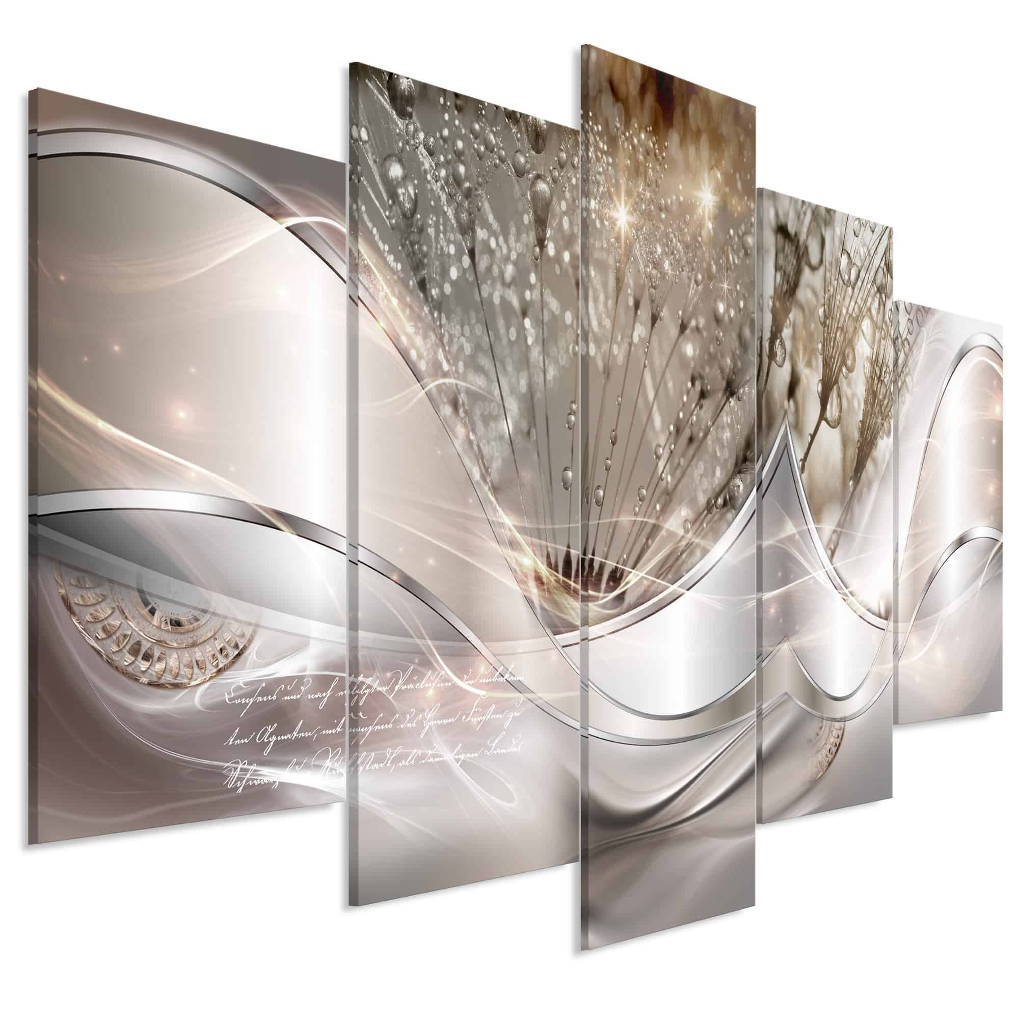 Lærredstryk Modern Dandelions (5 dele) Beige