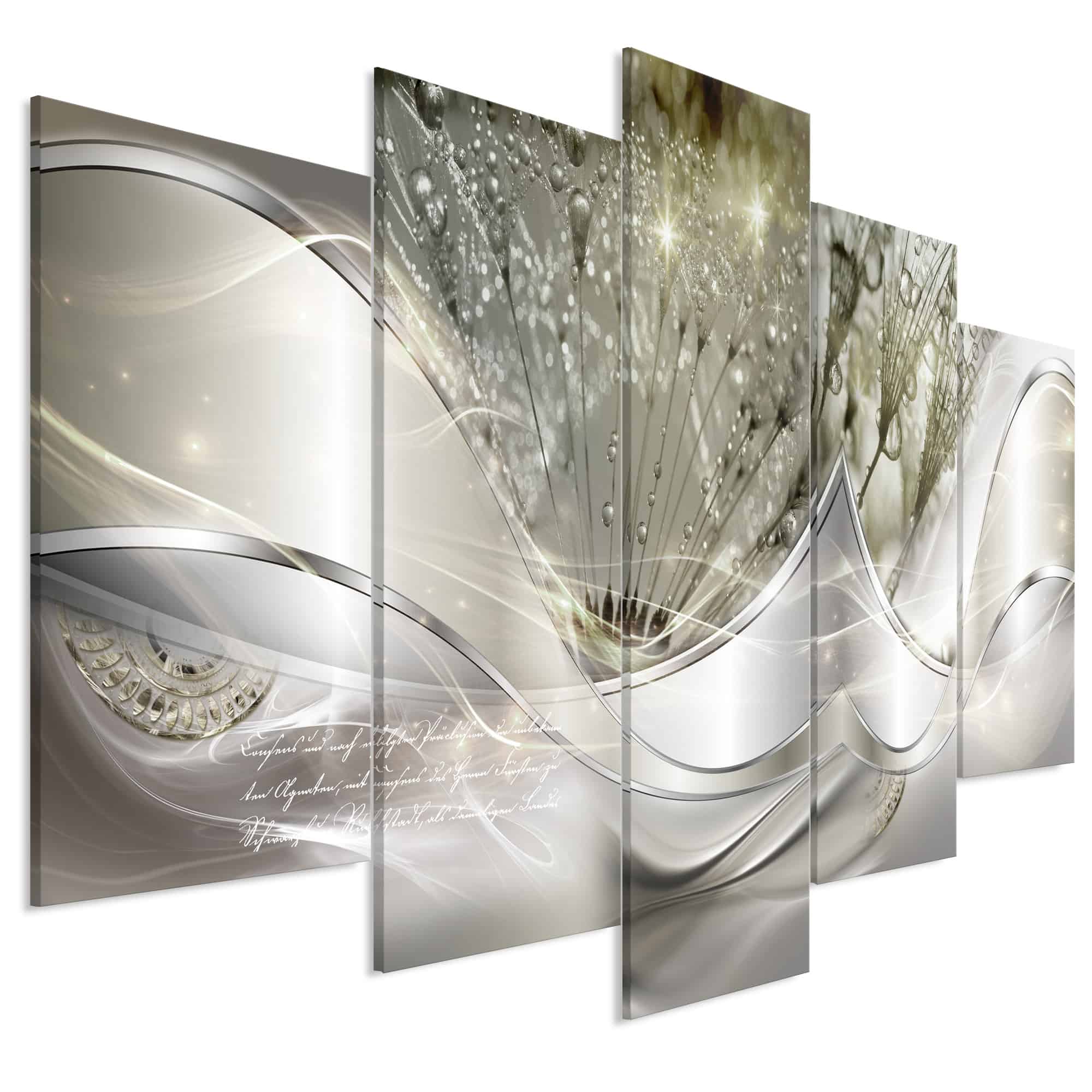 Lærredstryk Modern Dandelions (5 dele) Grøn