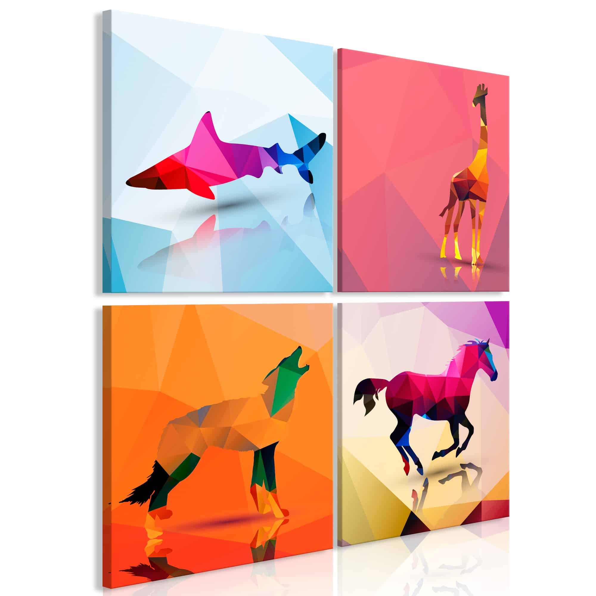 Lærredstryk Geometric Animals (4 dele)