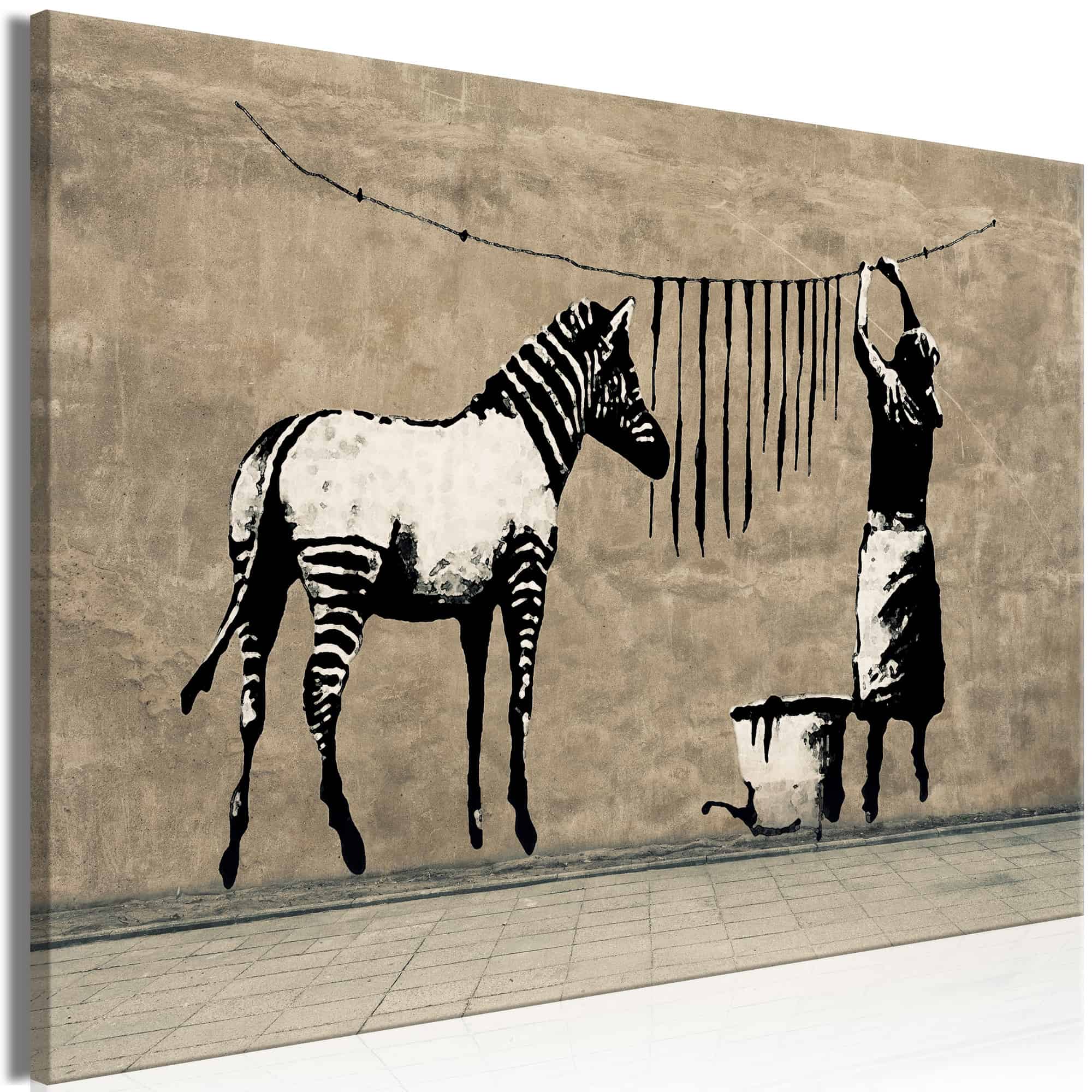 Lærredstryk Banksy: Washing Zebra on Concrete (1 del)