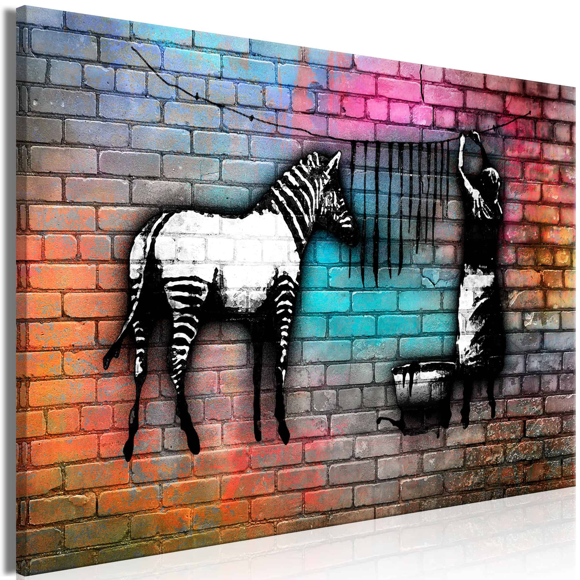 Lærredstryk Washing Zebra - Colourful Brick (1 del)