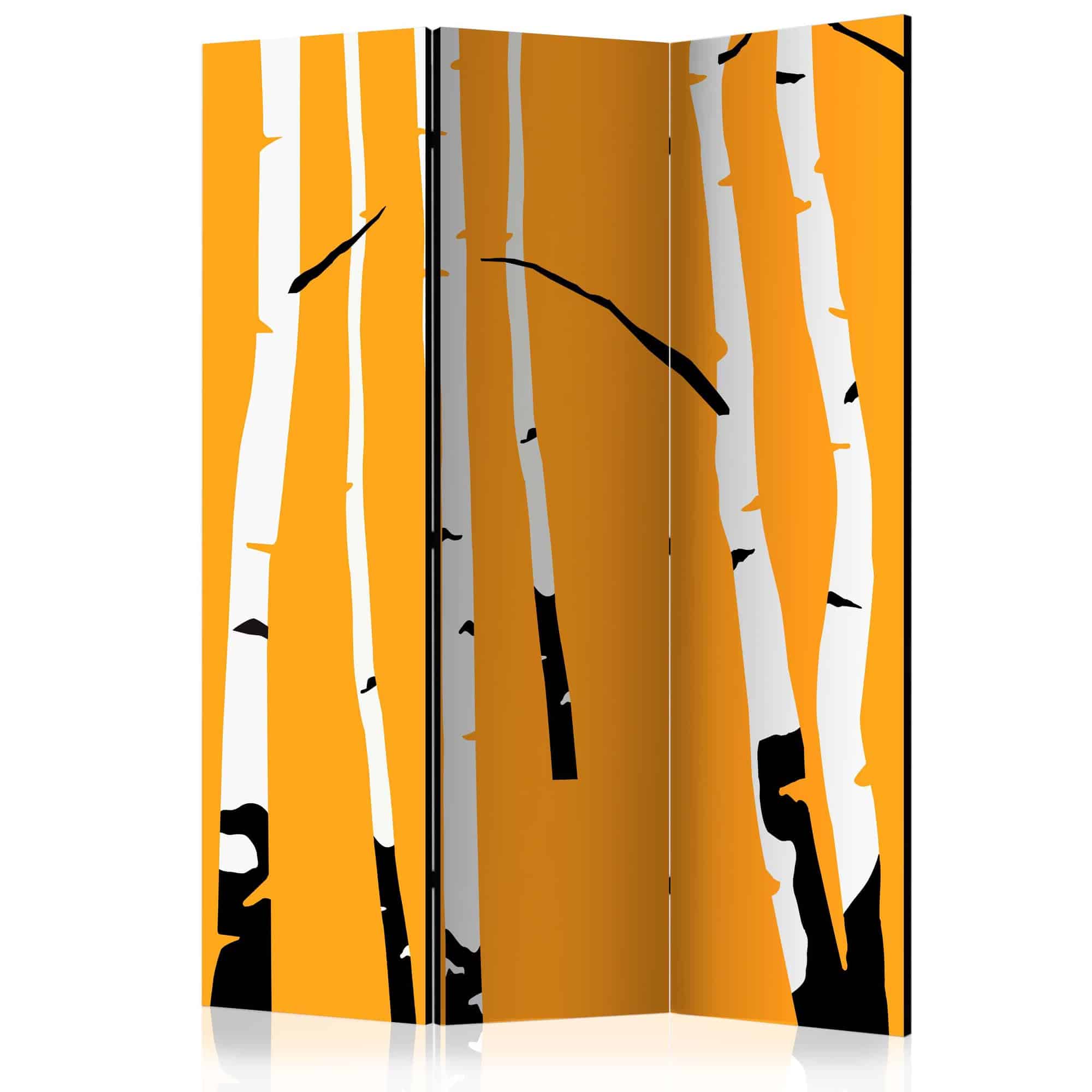 Skærmvæg Birches on the orange background