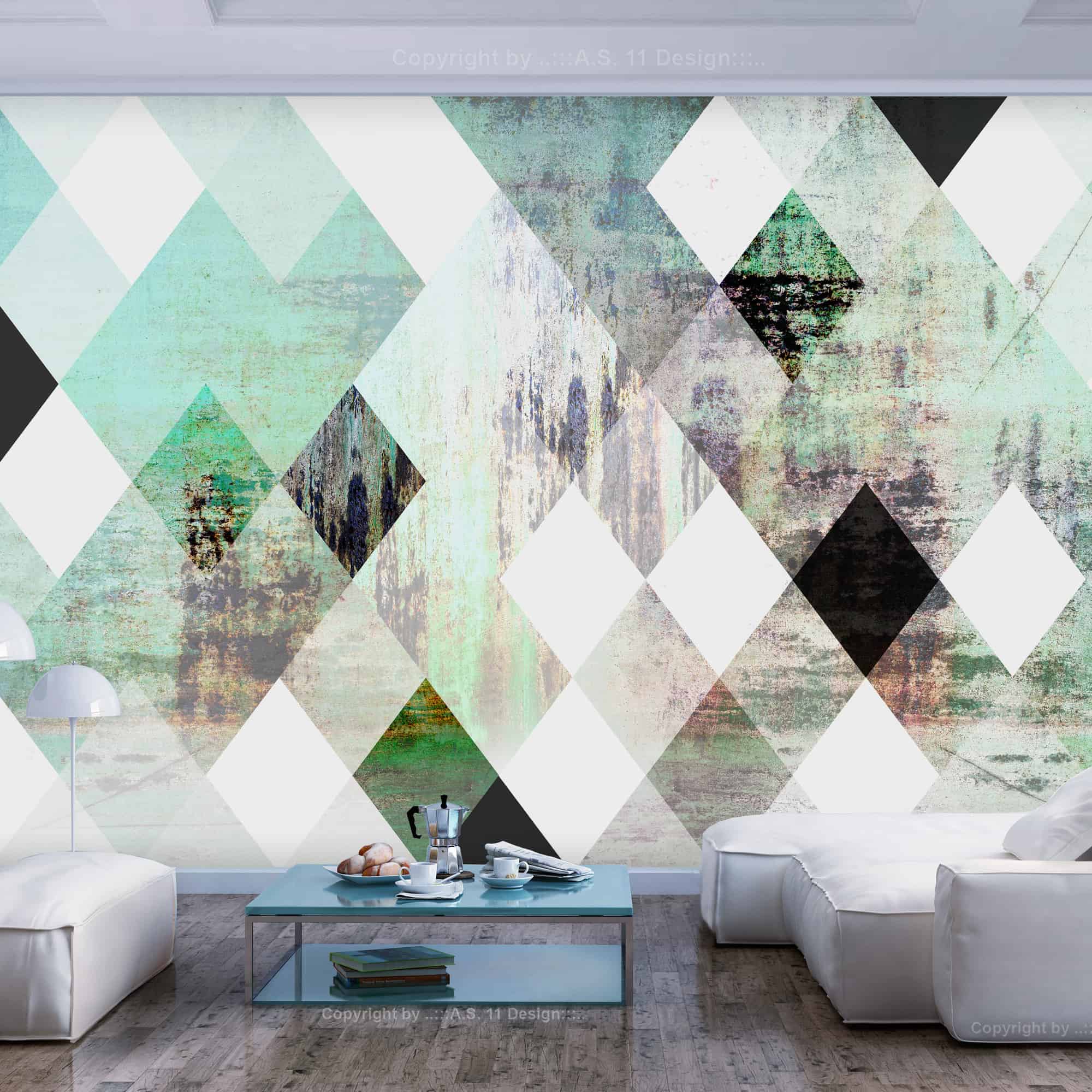 Fototapet Rhombic Chessboard (Green)