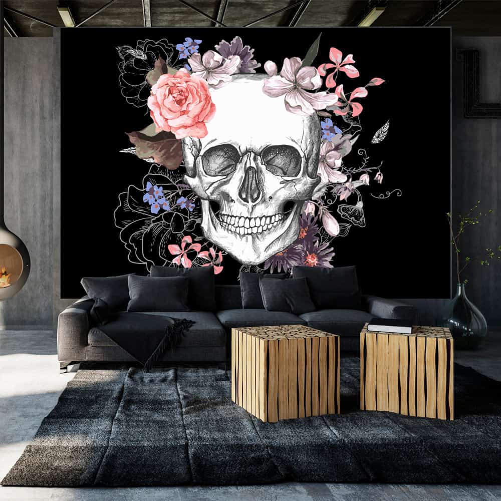 Fototapet Skull and Flowers