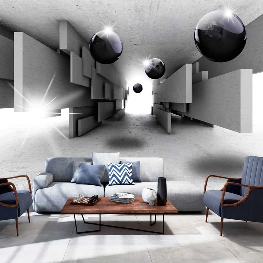 Fototapet Abstrakte former i grå, hvid og sort