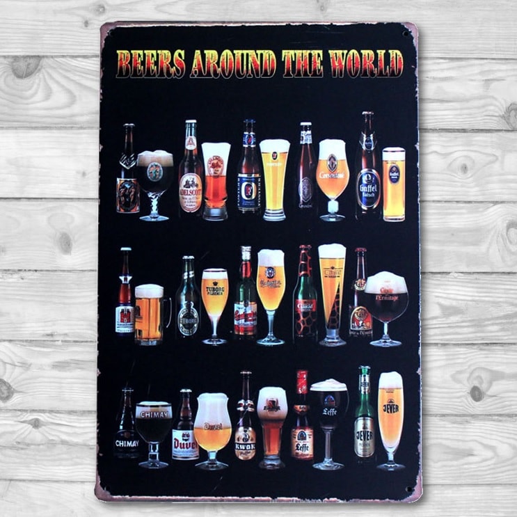 Emaljeskilt Beers around the World