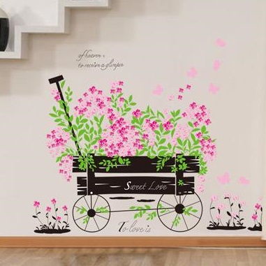 Wallsticker Blomster i kærre