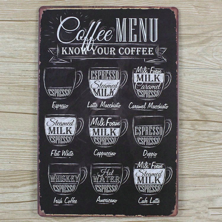 Emaljeskilt Coffee Menu - Know your Coffee