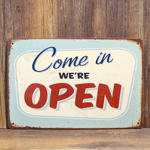Emaljeskilt Come in We're Open