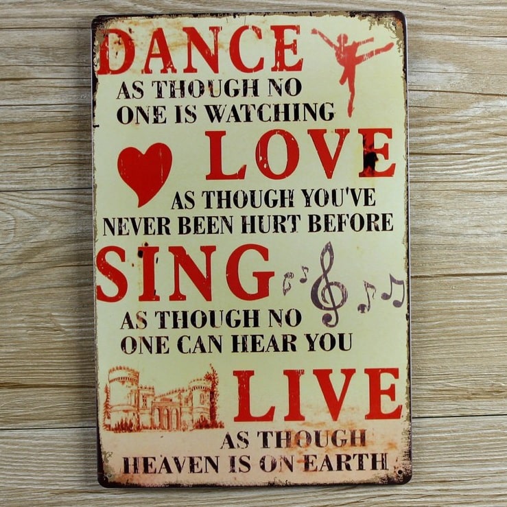 Emaljeskilt Dance Love Sing Live