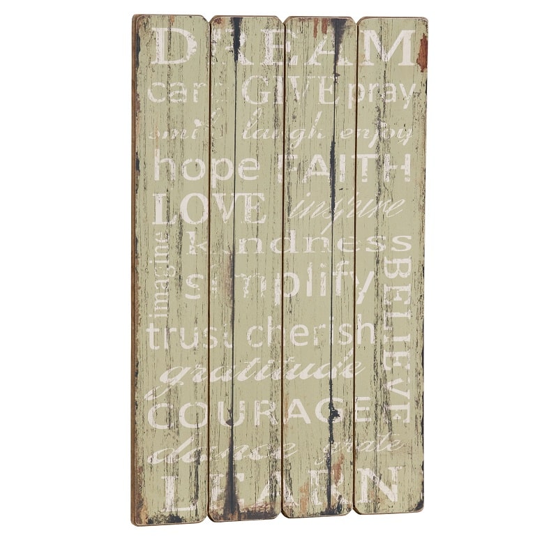 Træskilt Dream - Care - Give - Pray